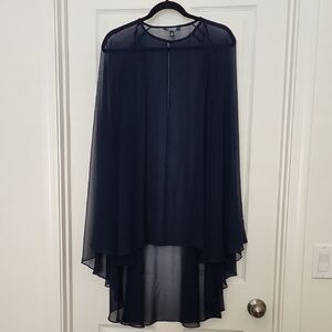 Navy Sheer Layered Cape